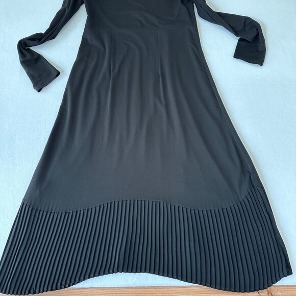 Moloko Womens Dress Pleated Artsy Lagenlook Long Sleeve Size M Black Stretch - Picture 10 of 12